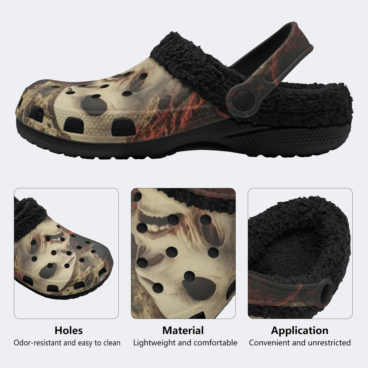 Fiery Skull - Fur Lined Slippers/Sandals