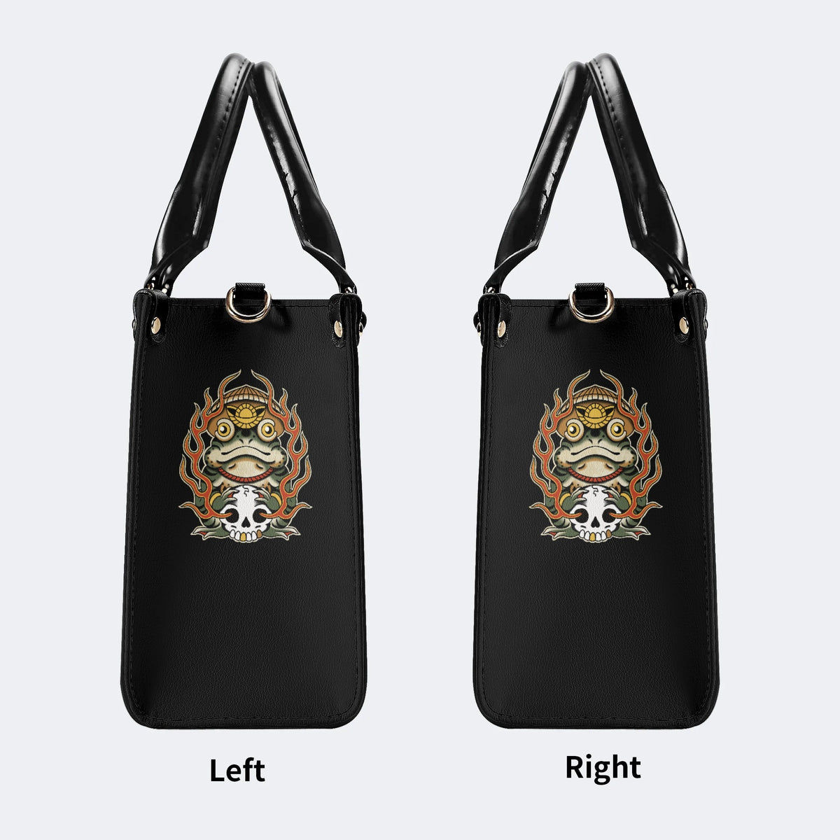 Japanese Style Frog Print - Leather Handbag