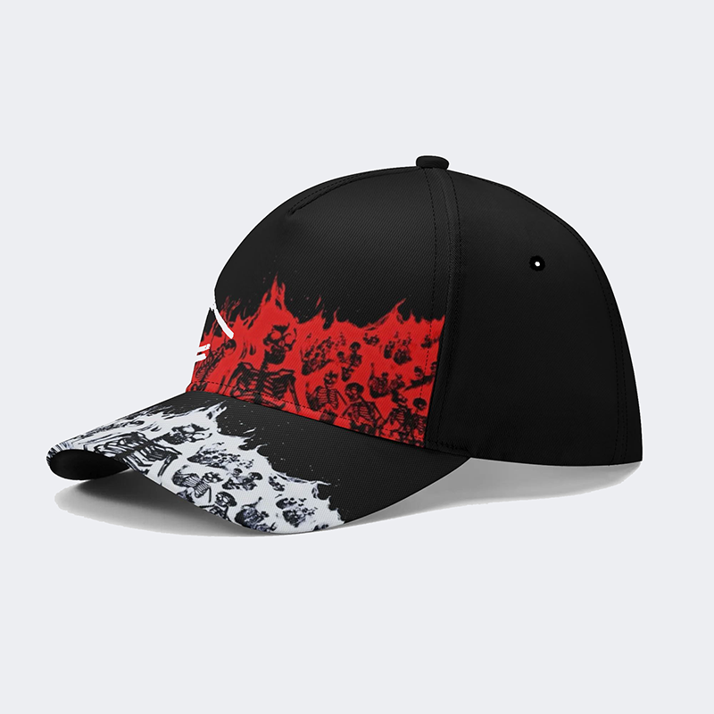 Unisex Fire Skull Print - Baseball Hat