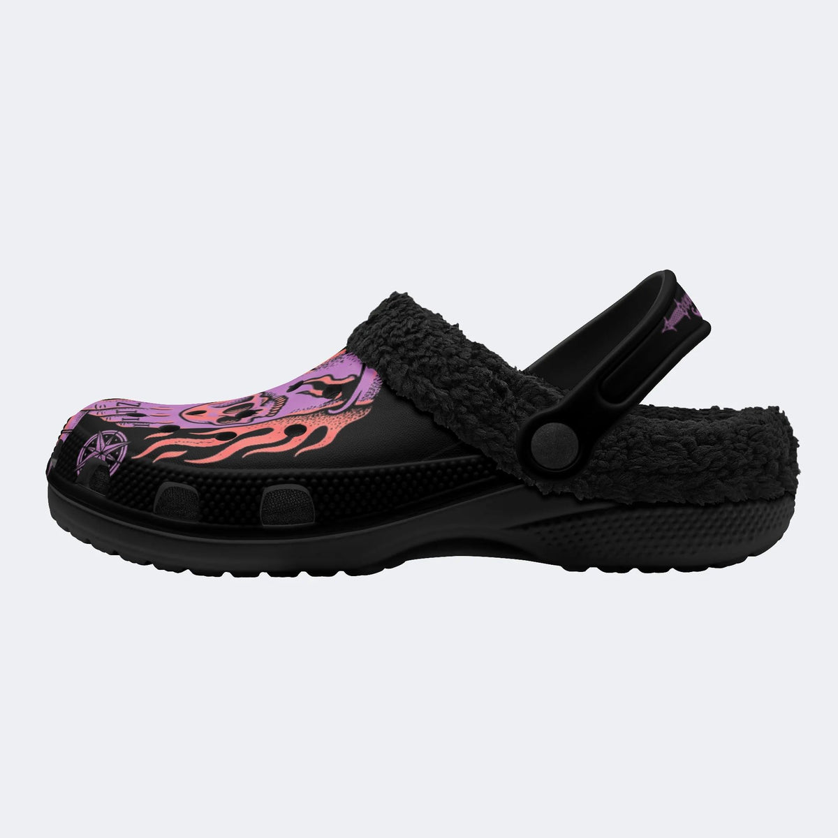 Gothic Skull Hand Pentagram - Fur Lined Slippers/Sandals