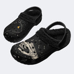 Gothic Cat Skeleton - Fur Lined Slippers/Sandals