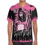 Pink Ghost Face Scream - Men's Short Sleeve Baseball Jersey