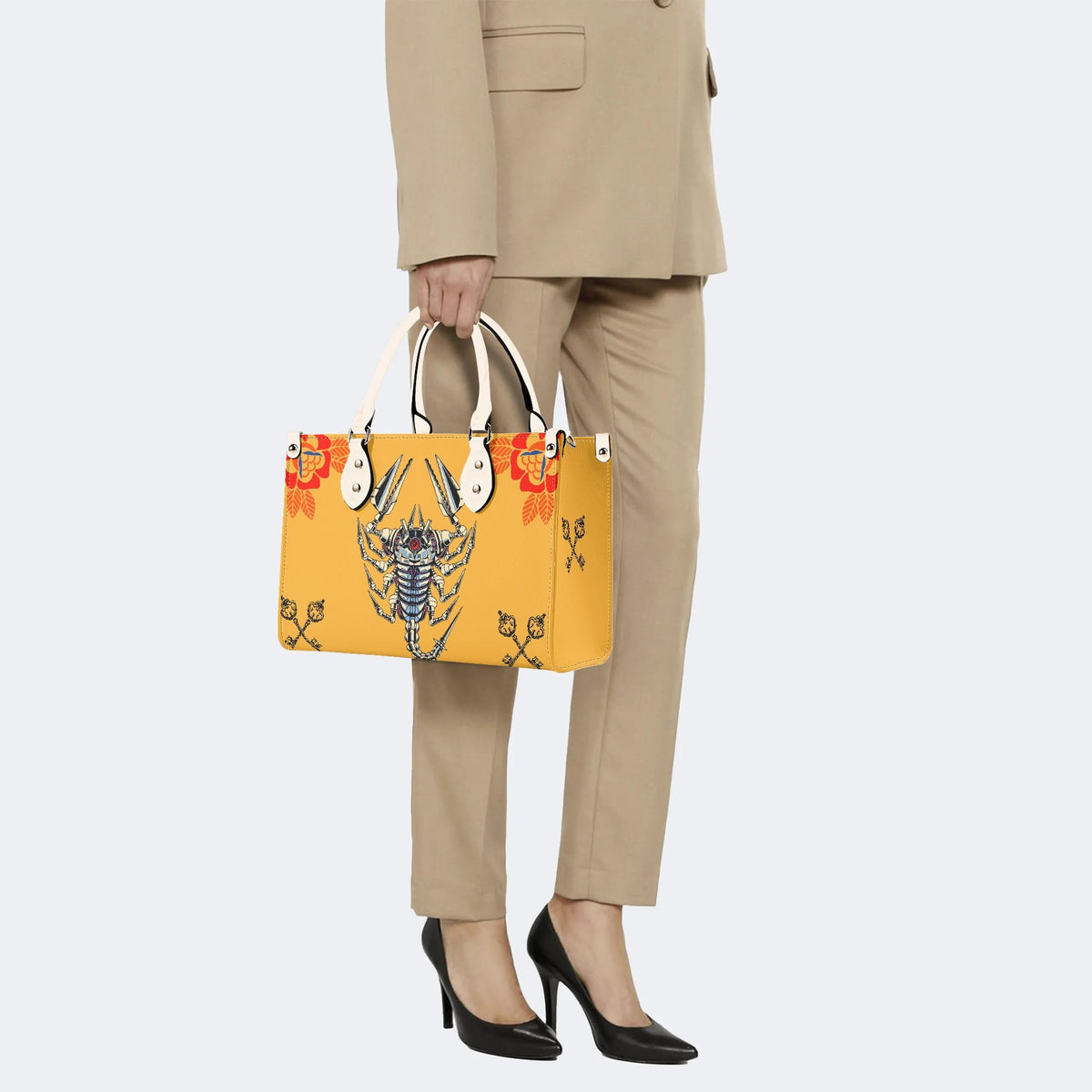 Mechanical Scorpion Print - Leather Handbag