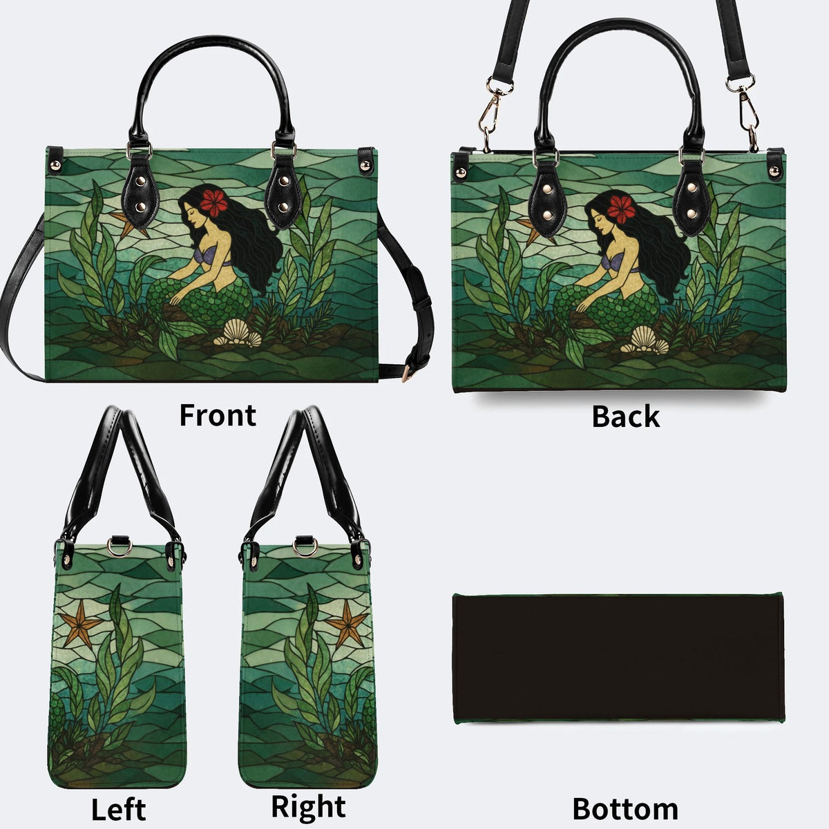 Mermaid Under The Sea - Leather Handbag