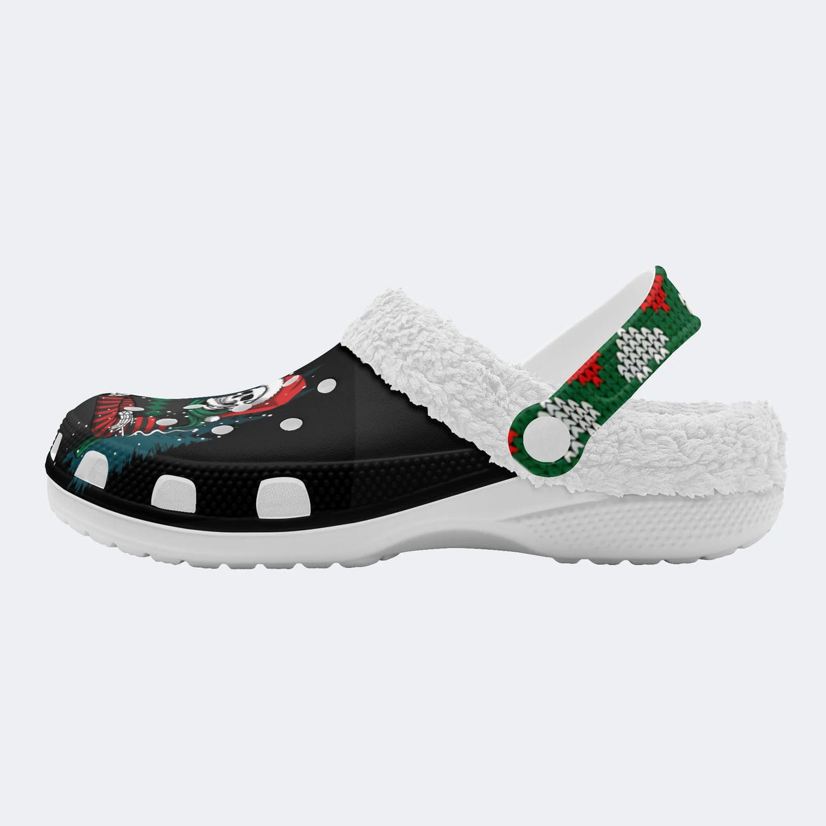 Horror Christmas Skull Print - Fur Lined Slippers/Sandals