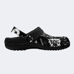 Black White Punk Text - Fur Lined Slippers/Sandals