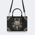 Vintage Tiger Art Print - Leather Handbag