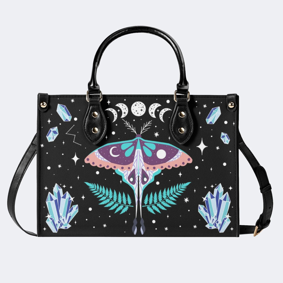 Death Moth Under The Stars - Leather Handbag