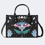 Death Moth Under The Stars - Leather Handbag