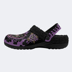 Rose Flame Panther Print - Removable Fur Lined Slippers/Sandals