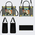Cat Playing Drums - Leather Handbag