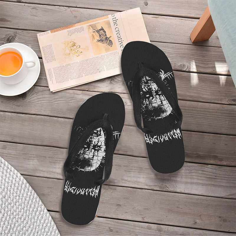 Unisex Black Metal Pinhead Print - Flip Flops