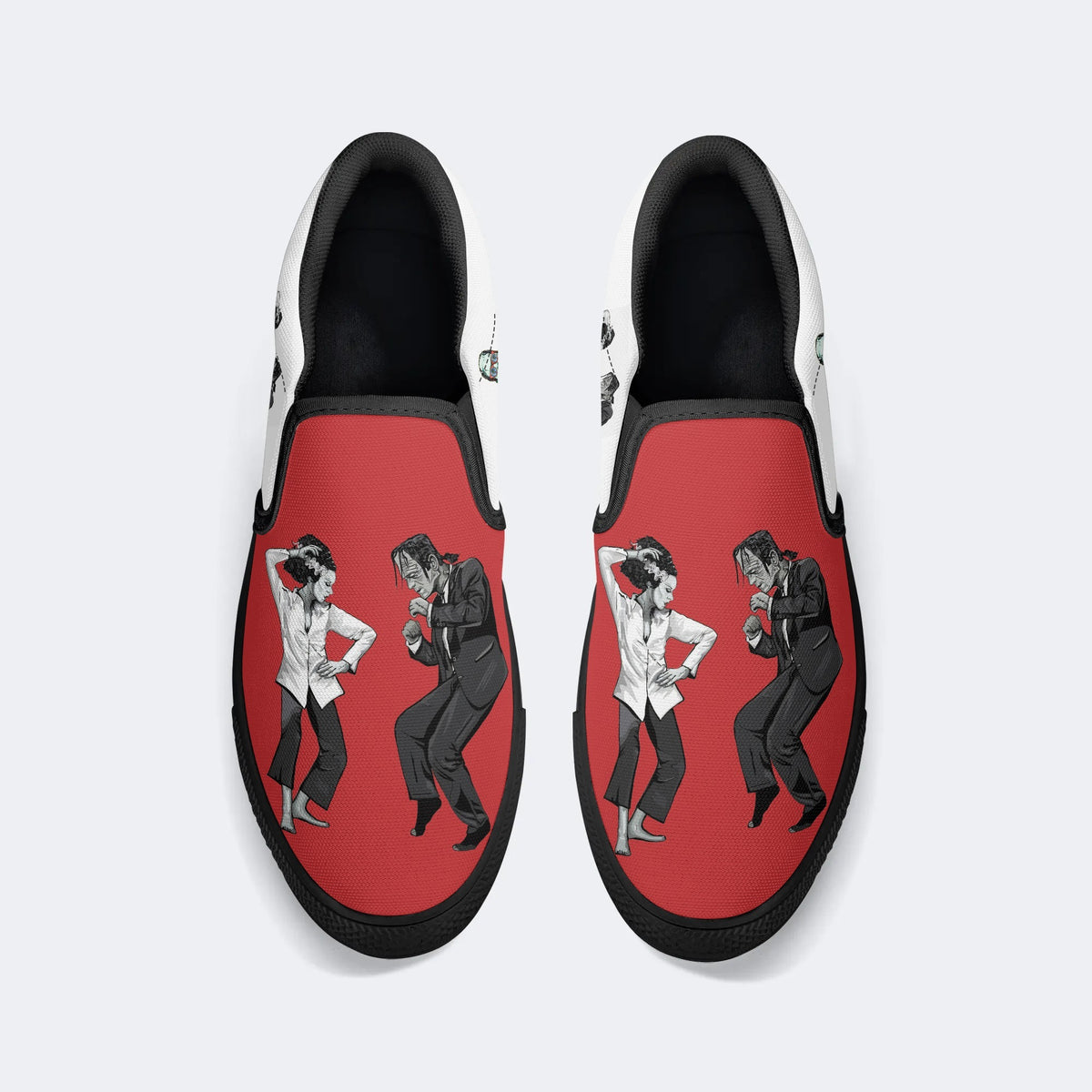 Pulp Frankenstein Halloween Print - Slip On Shoes