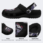 Punk Skull Crow Print - Fur Lined Slippers/Sandals