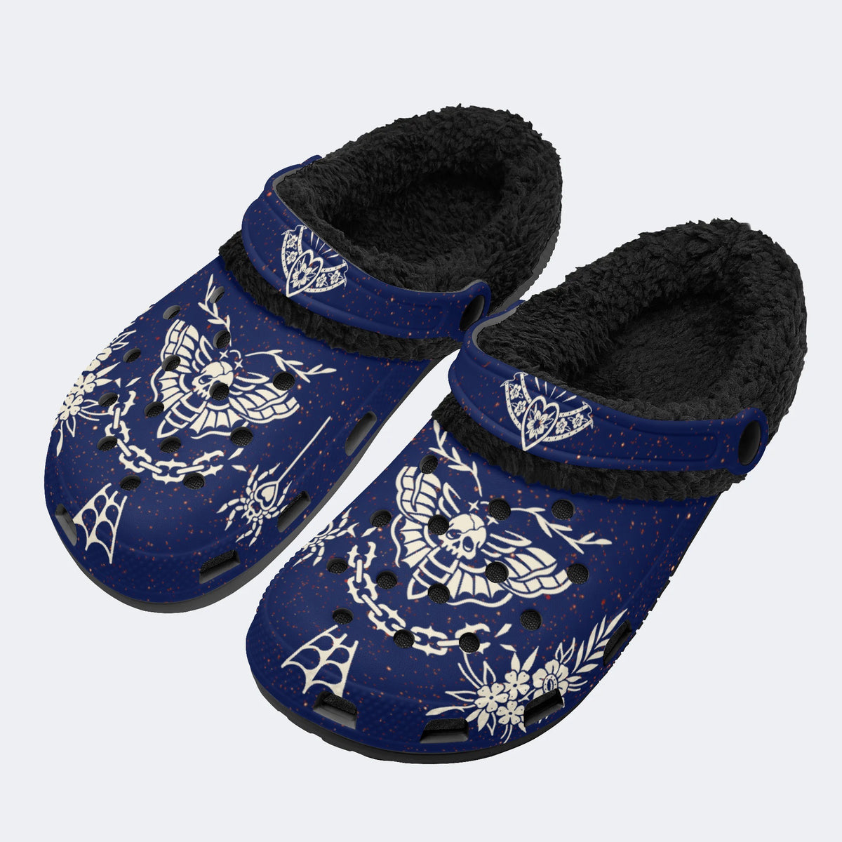Death Moth Vintage Print - Fur Lined Slippers/Sandals