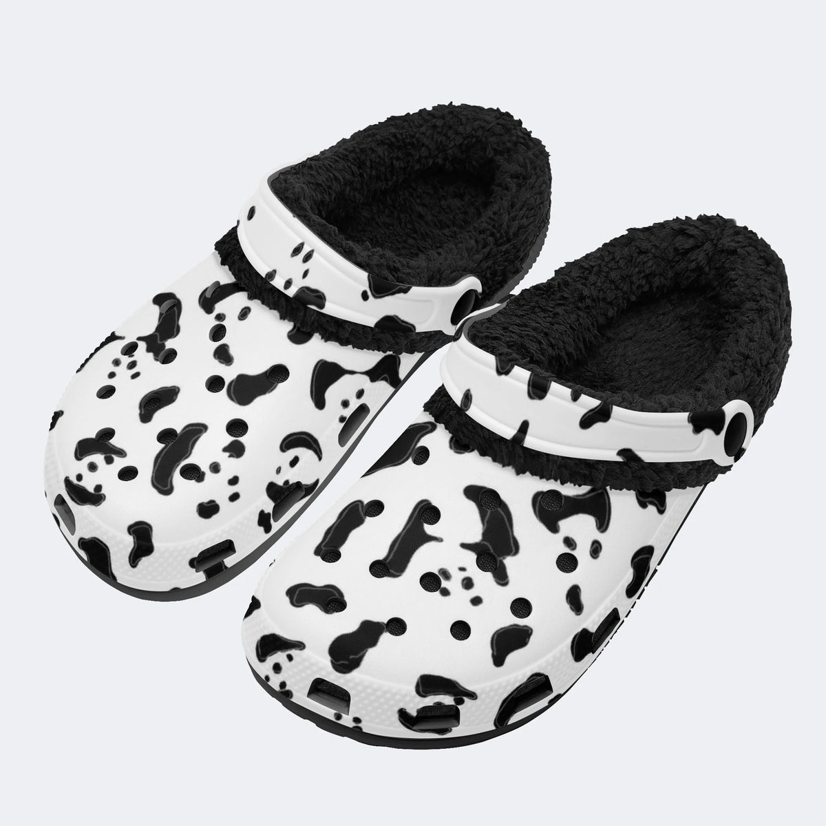 Cow Spot Print - Fur Lined Slippers/Sandals