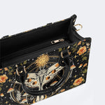 Retro Bohemian Sun Moon Star Moth - Leather Handbag