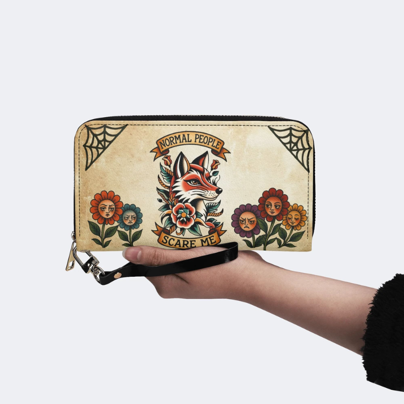Retro Fox Head Print Leather Wallet Factory Direct Sales