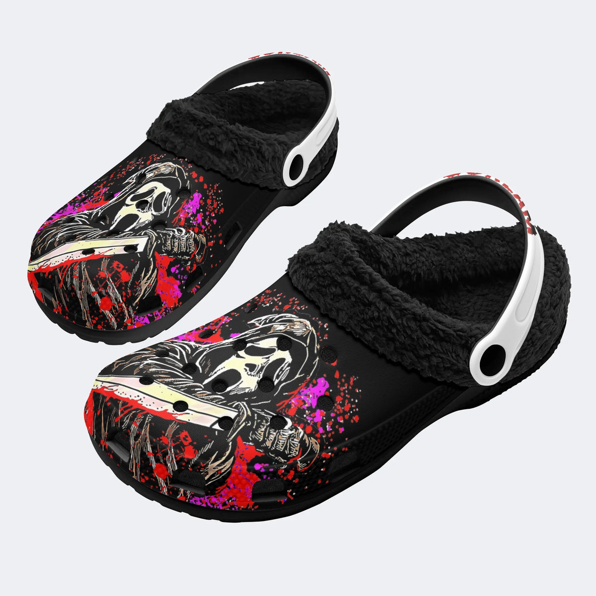 Horror Ghostface Print - Fur Lined Slippers