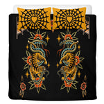 Dark Dragon And Snake Print - Three Piece Bedding Set