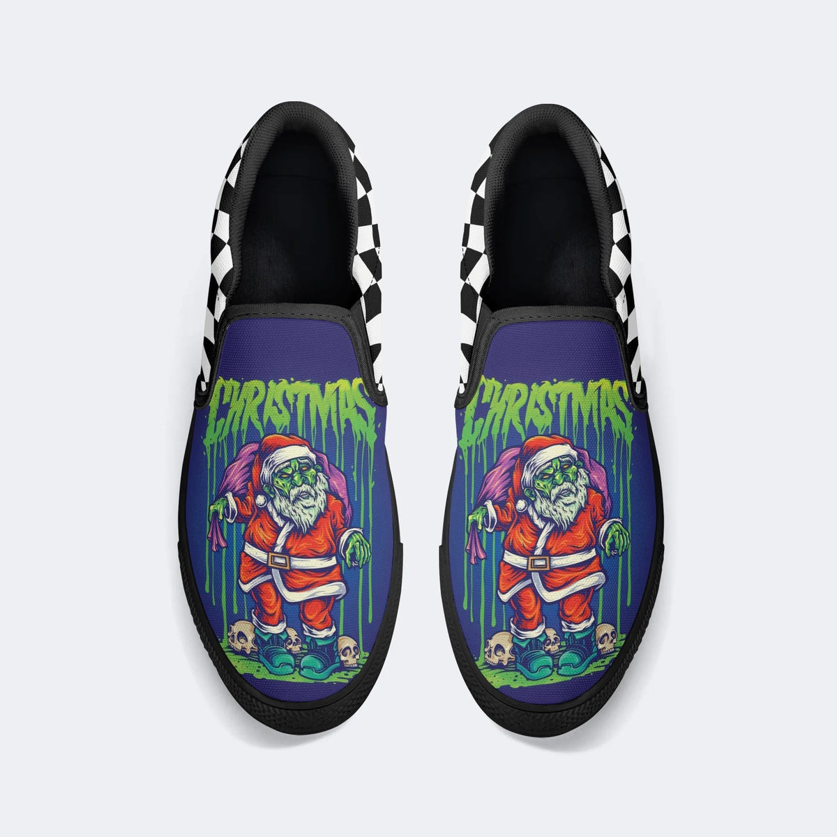 Christmas Zombie Santa Claus Print - Slip On Shoes