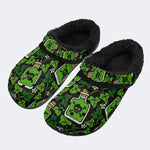 Spooky Poison Vial Skull‑Fur Lined Slippers Sandals