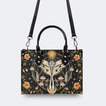 Retro Bohemian Sun Moon Star Moth - Leather Handbag