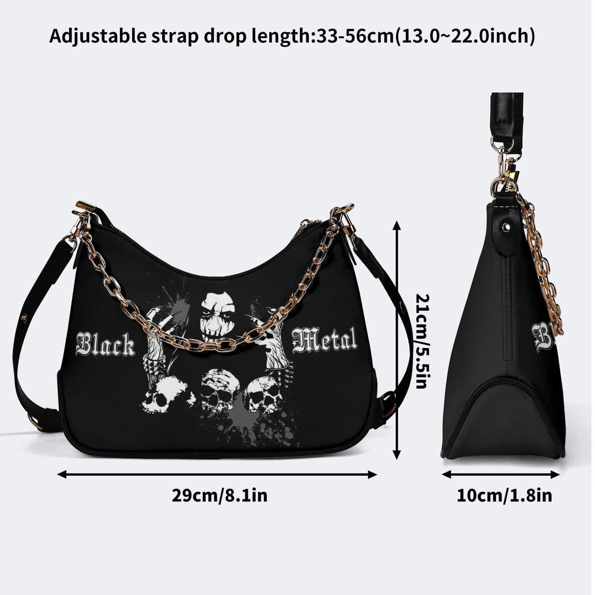Black Metal - Leather Crossbody Bag