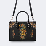 Vintage Snake And Tiger Print - Leather Handbag