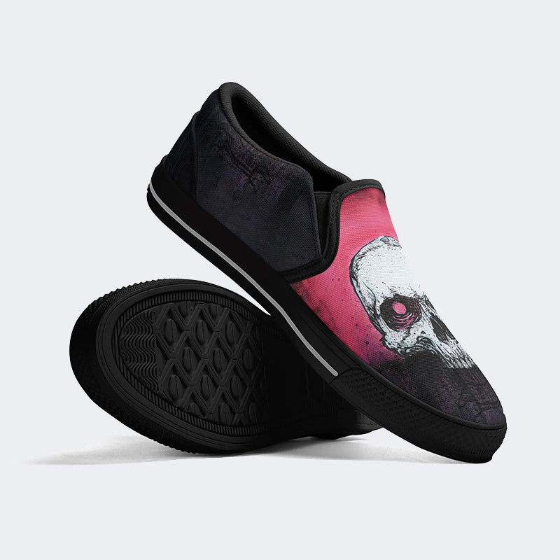 Unisex Skull Graphic Print - Slip On Shoes