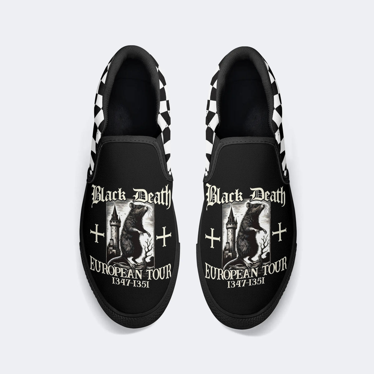 Black Death Print - Slip On Shoes