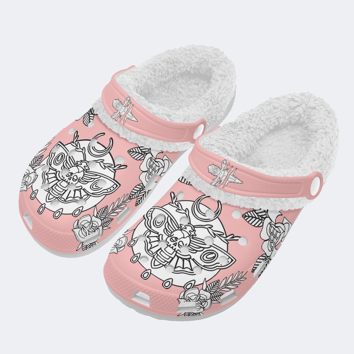 Death Moth Funny Print - Colorable Fur Lined Slippers/Sandals