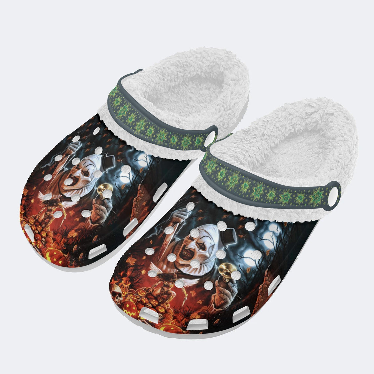 Halloween Terrifier Print - Fur Lined Slippers/Sandals