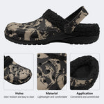 Worn Gothic Skull - Fur Lined Slippers/Sandals