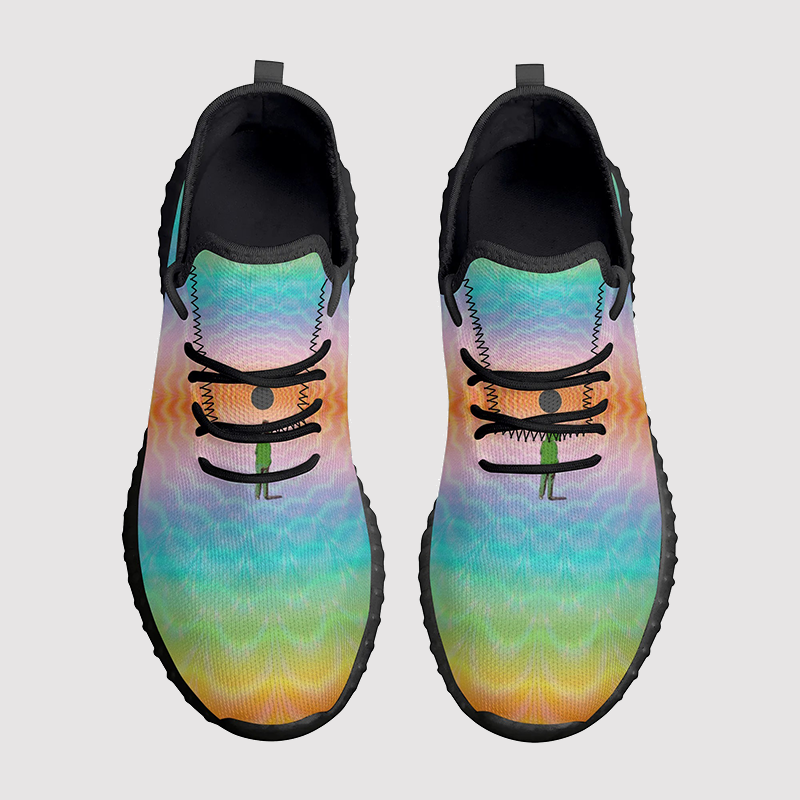 Figure&Rainbow Print Mesh Knit Sneakers