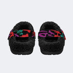 AH Letter Graffiti - Fur Lined Slippers/Sandals