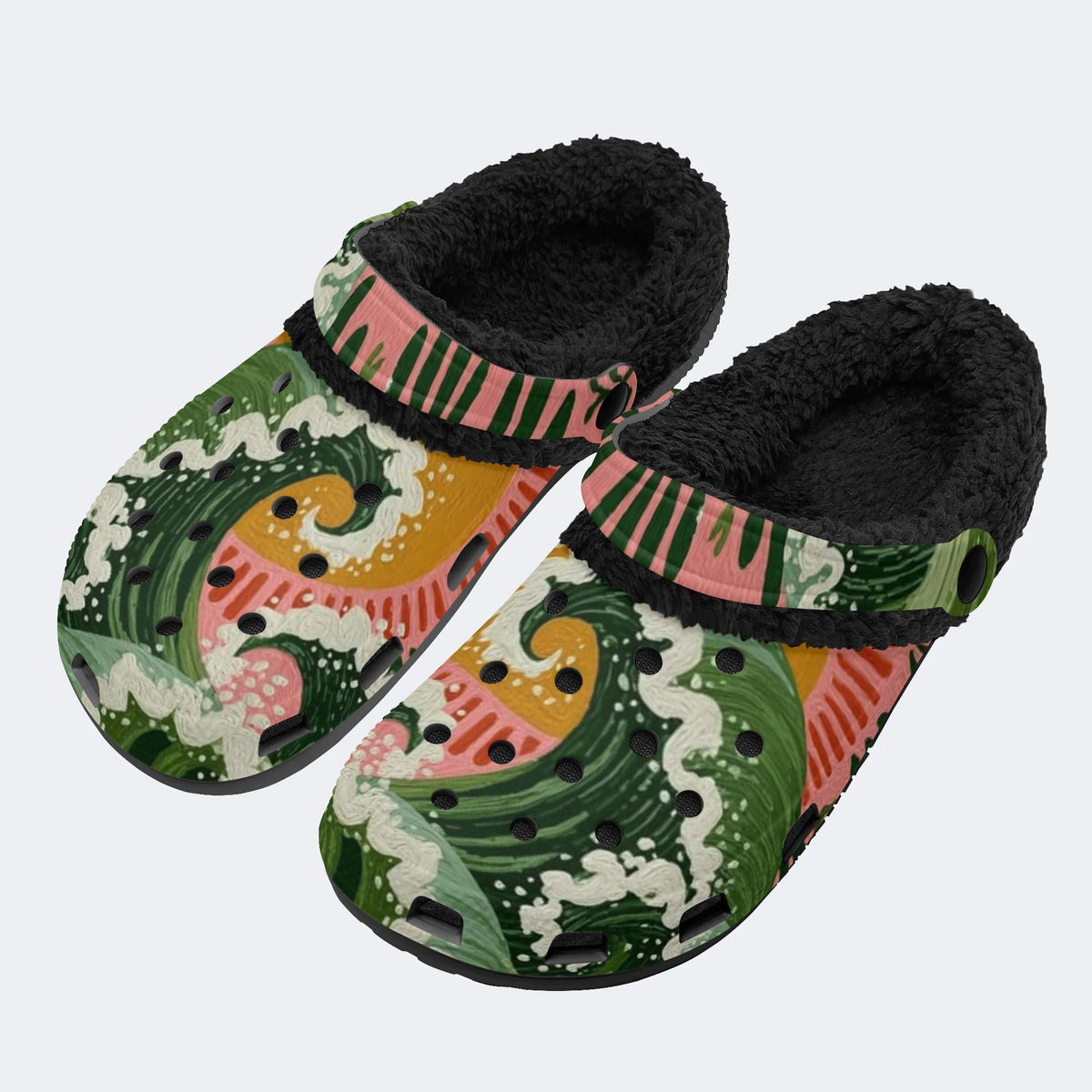 Boho Surf Wave - Fur Lined Slippers/Sandals