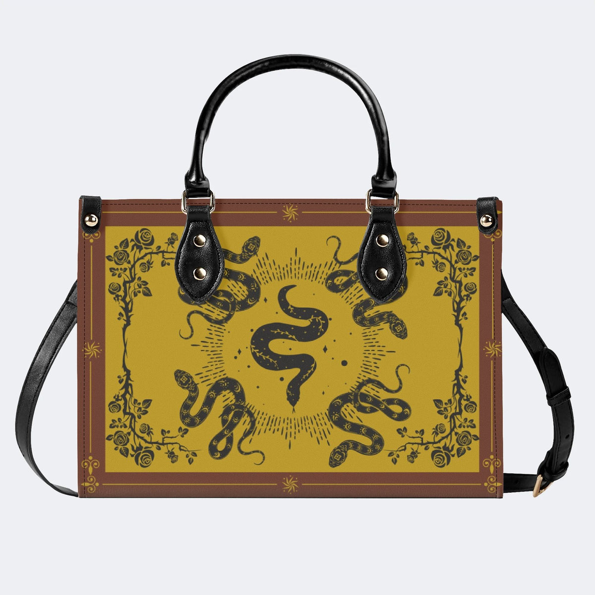 Inscribed Viper Print - Leather Handbag