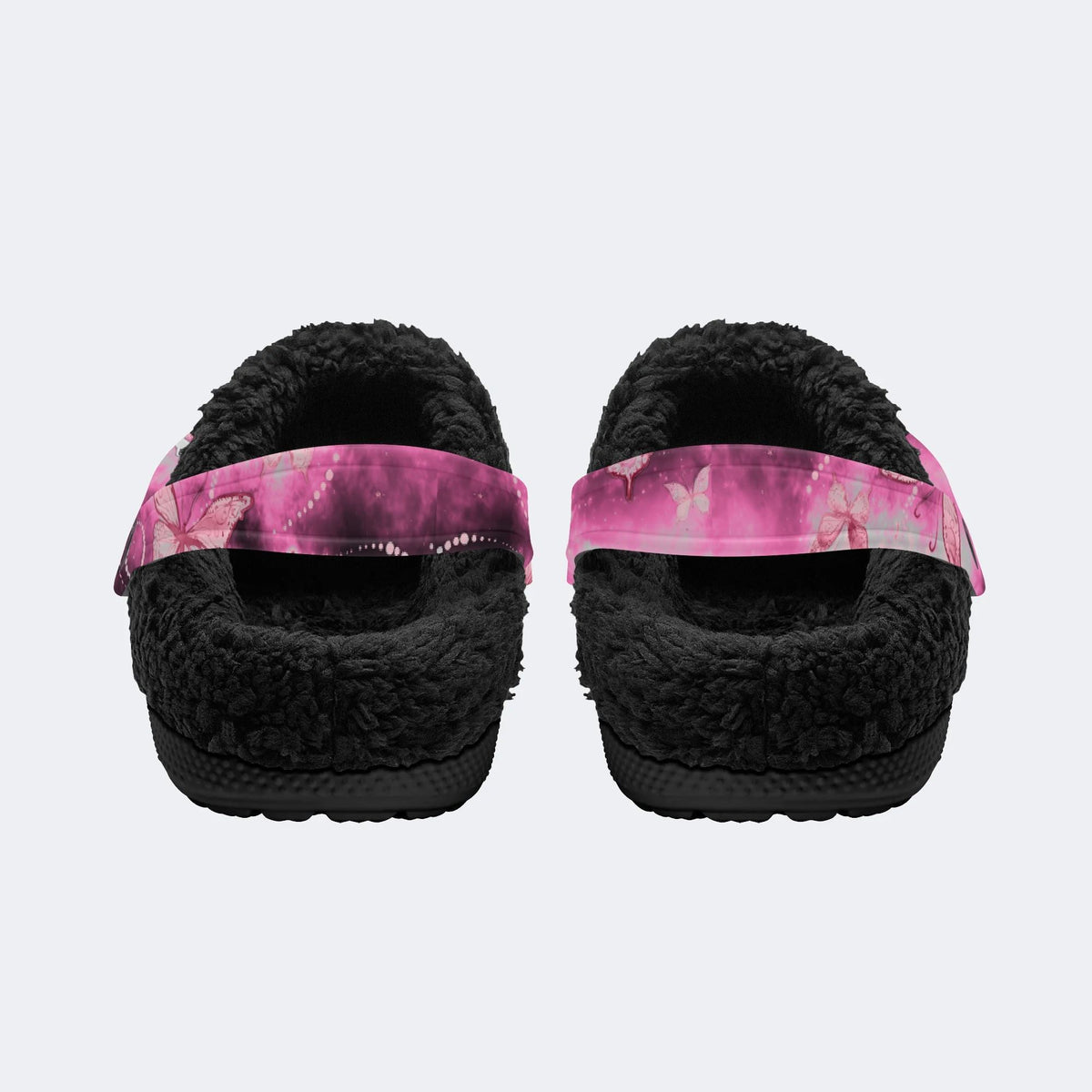 Butterfly And Toe Bone Print - Fur Lined Slippers/Sandals