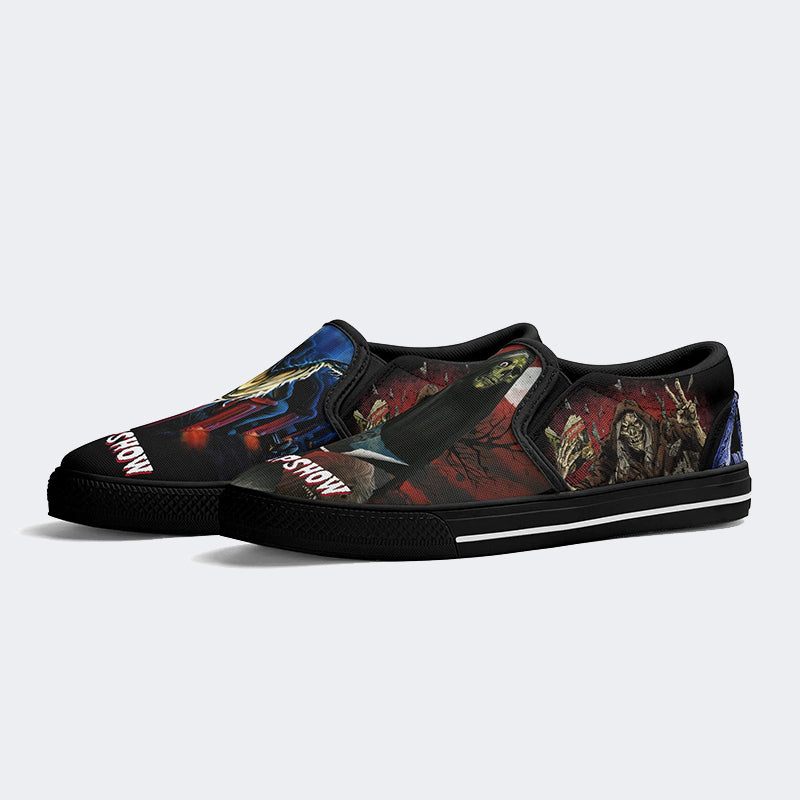 Horror Movie Vintage Graphic Print - Slip On Shoes