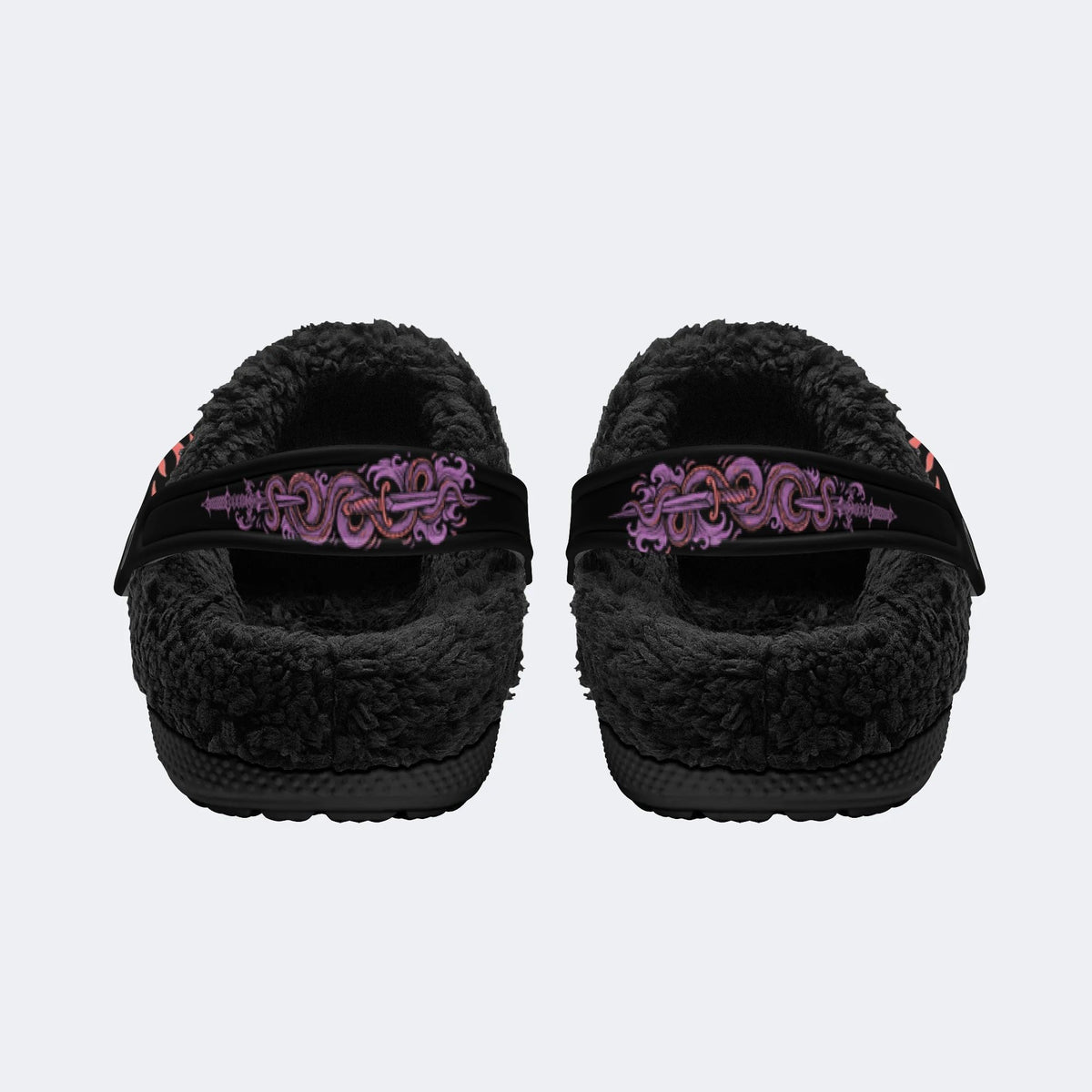Gothic Skull Hand Pentagram - Fur Lined Slippers/Sandals