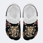 Traditional Tiger Dagger Print - Fur Lined Slippers/Sandals