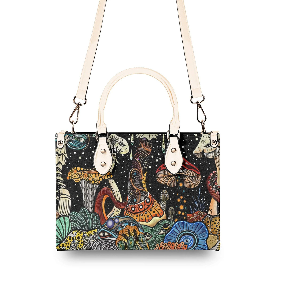 Retro Dark Mushroom Eyes Halloween Print - Handbag