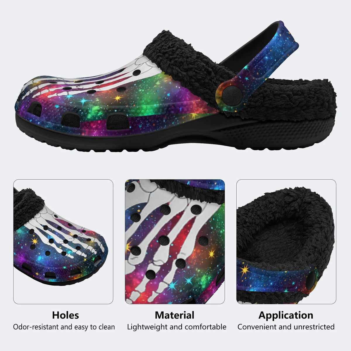 Cosmic Star Toe Bone Print - Fur Lined Slippers/Sandals