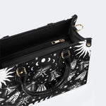 Vintage Dark Moth Print - Leather Handbag