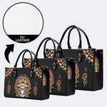 Japanese Style Frog Print - Leather Handbag