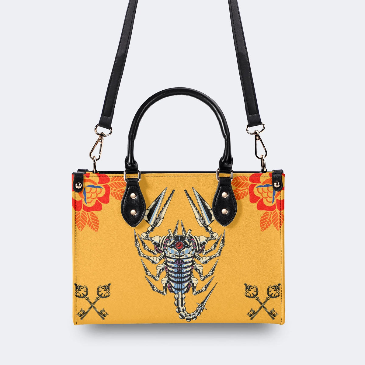 Mechanical Scorpion Print - Leather Handbag