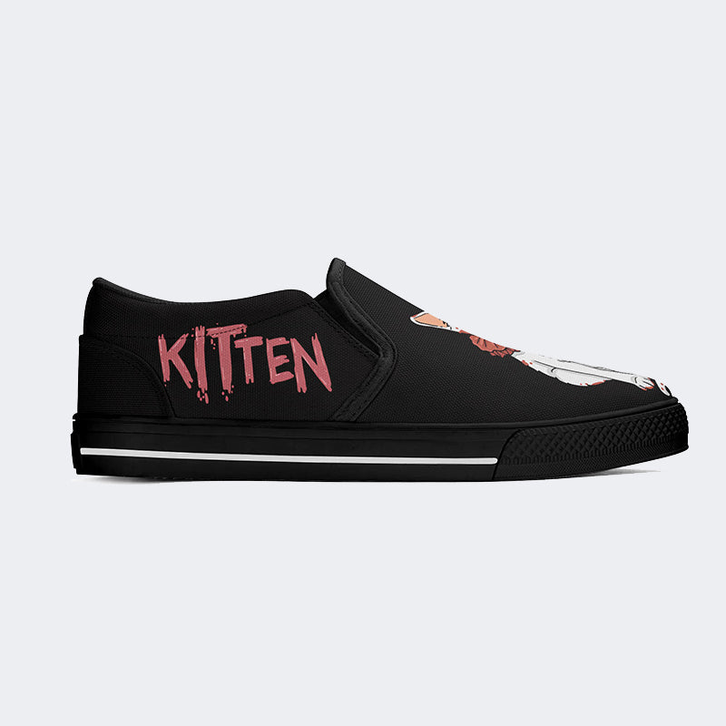 Horror Movie Kitten Print - Slip On Shoes