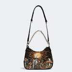 Sun Over The Mushroom Bush - Leather Crossbody Bag