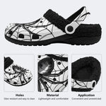 Gothic Black Spider Spiderweb White Base - Fur Lined Slippers/Sandals